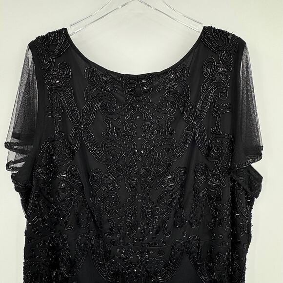 Lane Bryant blouse 28 beaded evening cocktail sheer flutter sleeve faux wrap - Picture 5 of 9